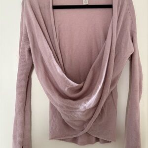 Athleta Soft Mauve Off-the-Shoulder wrap Sweater